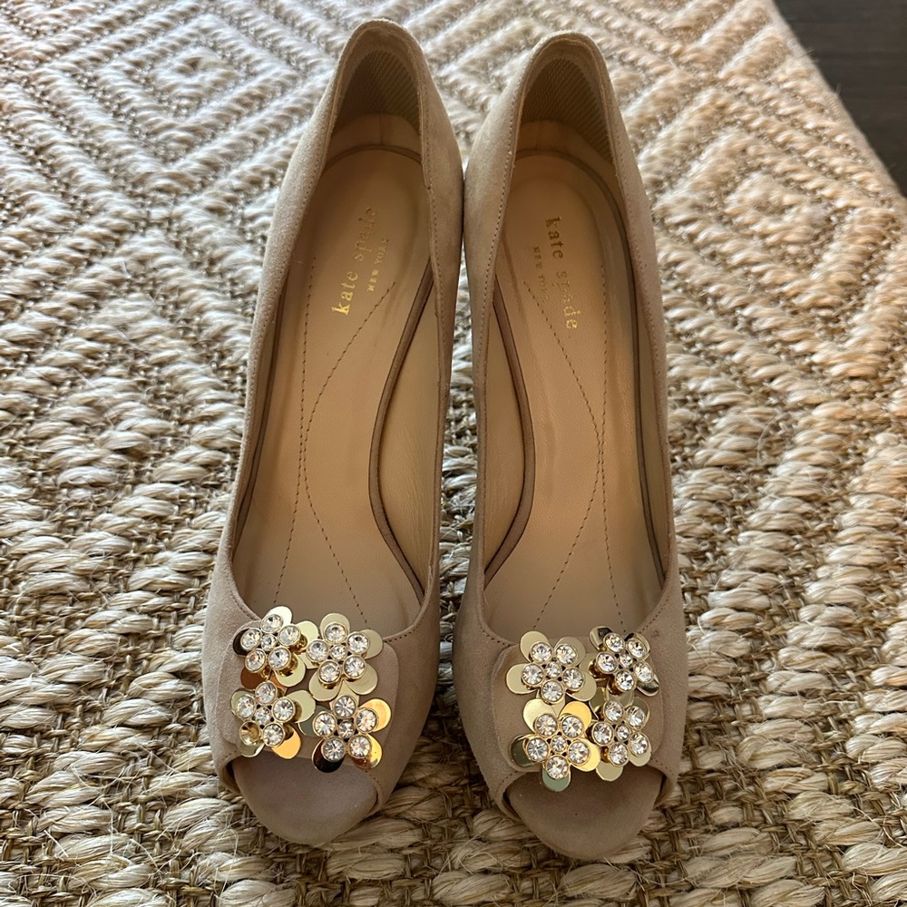 Kate Spade Guilia sand/suede platform heels